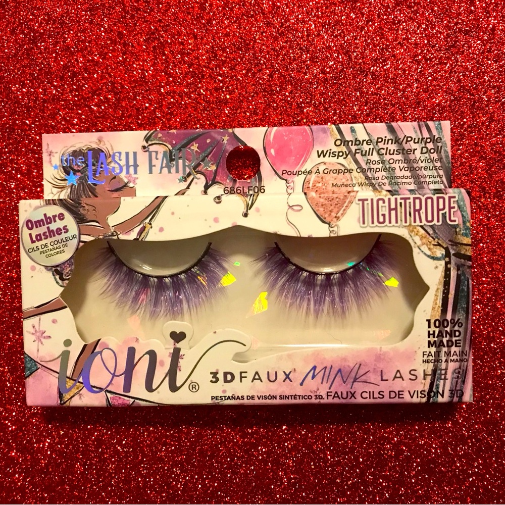 2 pair of Ioni the Lash Faire Tighrope Ombré Pink Purple wispy full cluster